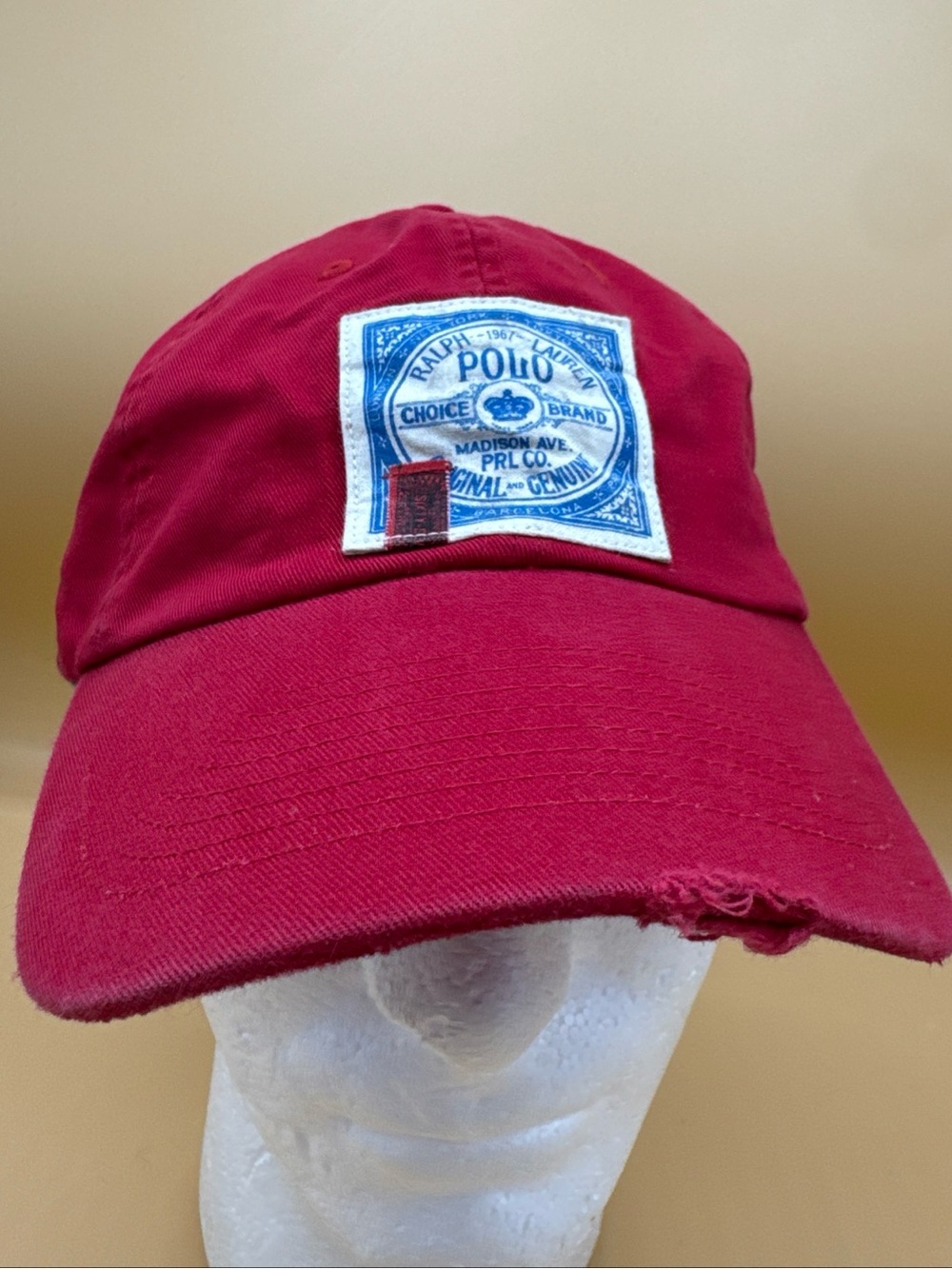 NWT Polo Ralph Lauren Red Sportsman Naval Madison Ave Hat DEADSTOCK Distressed
